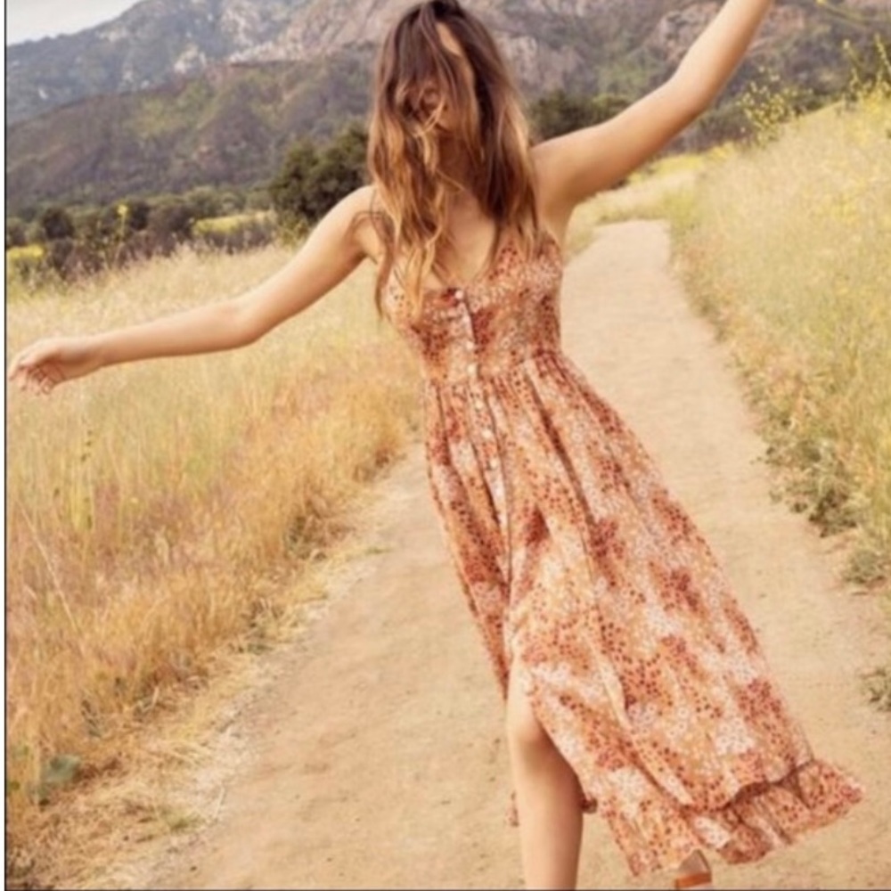 Christy Dawn Nicks dress in rust.